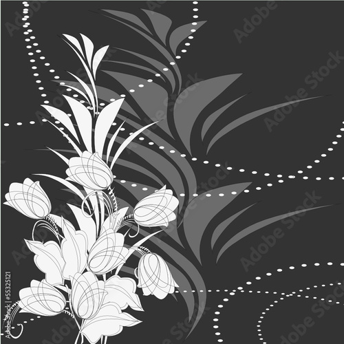 floral noire et blanche