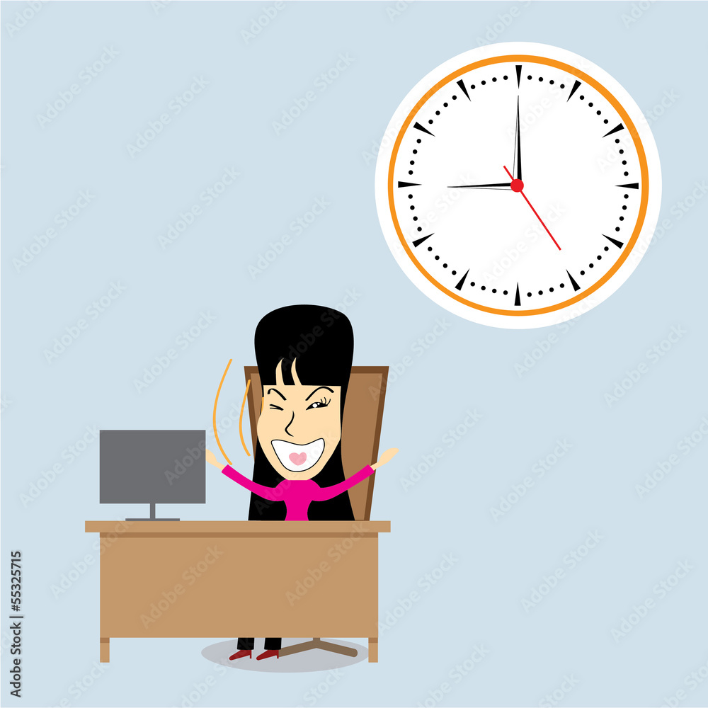 Happy woman office manager. Vector illustration
