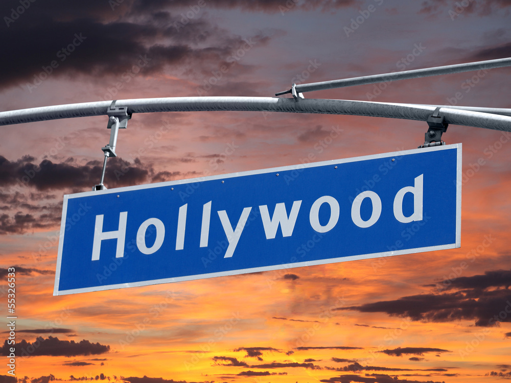 Obraz premium Hollywood Blvd Sign with Sunset