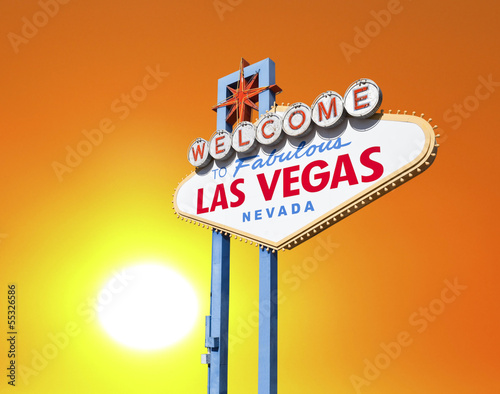 Welcome to las Vegas Sign with Setting Sun