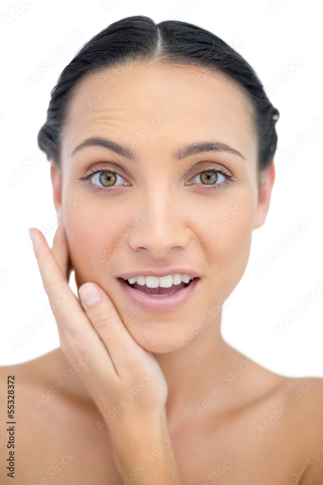 Smiling sensual model posing in close up Smiling sensual model posing in close up