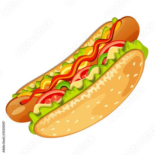 Hot dog  with mustard and ketchup