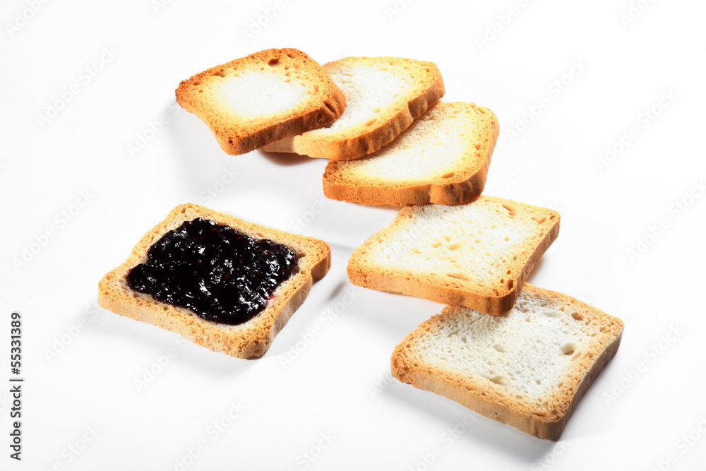 group biscuits with jam on white background group biscuits with jam on white background