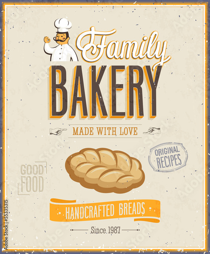 Vintage Bakery Poster. Vector illustration.