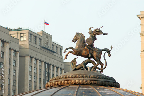 Saint George - emblem of Moscow, building of State Duma