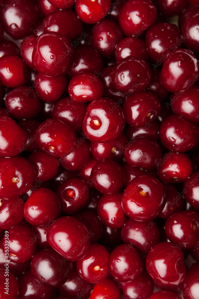 sour cherries, close-up view sour cherries, close-up view