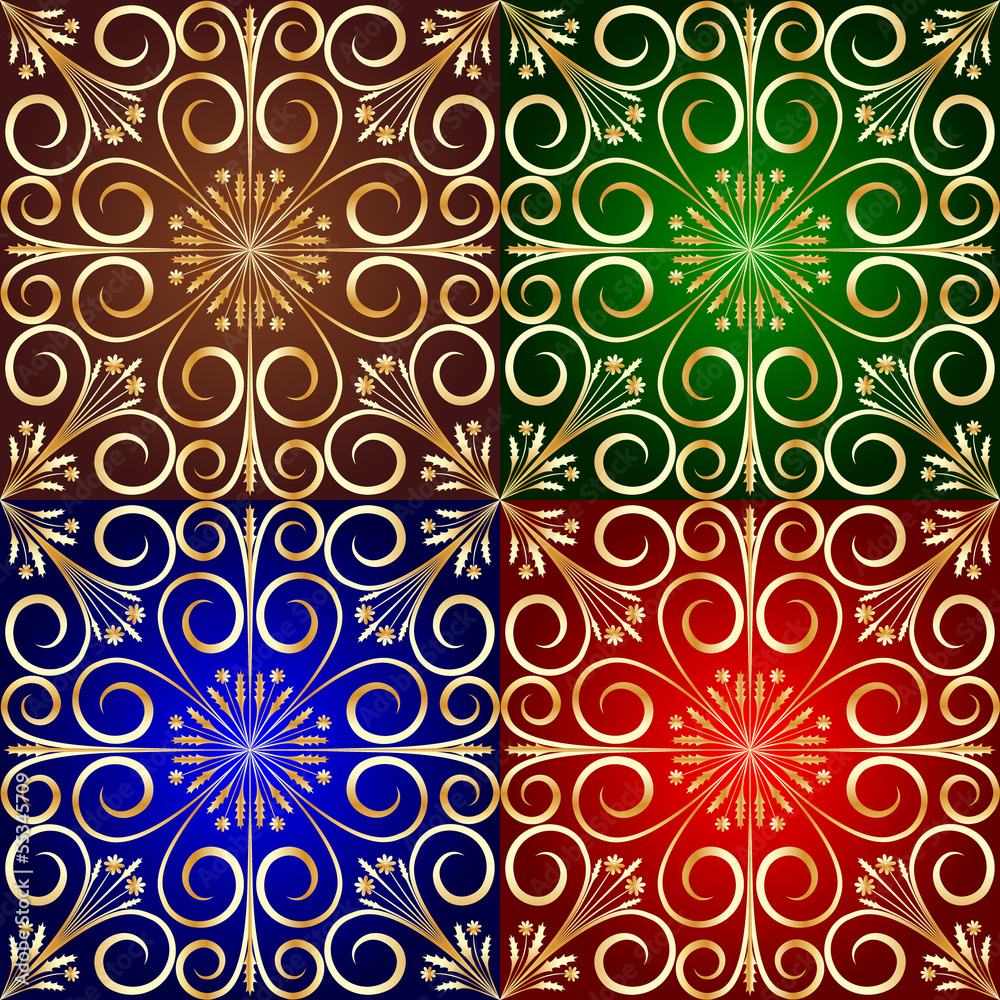 Golden Flower Tile Background Golden Flower Tile Background