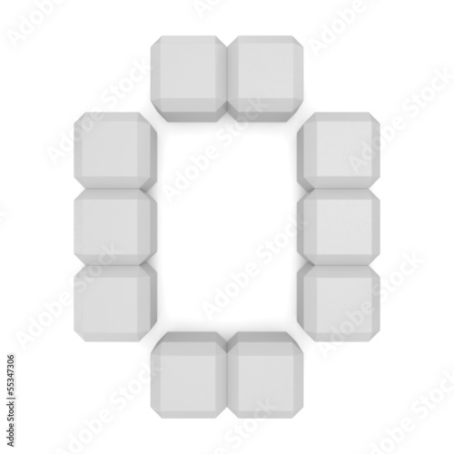 number 0 cubic white