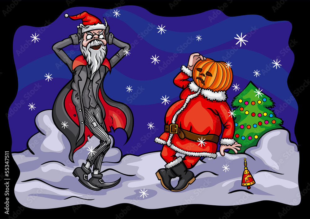 Halloween Pumpkin Jack and Santa Claus Halloween Pumpkin Jack and Santa Claus