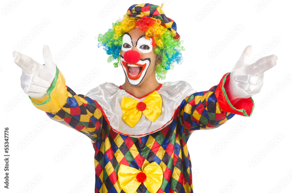 Funny clown isolated on white Funny clown isolated on white