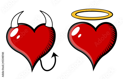 Good and Bad Heart - Vector Illustration