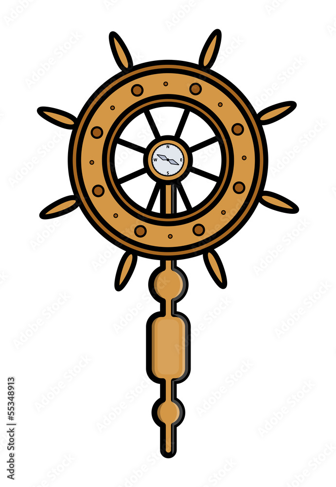Obraz premium Ship Wheel Controller - Vector Illustration