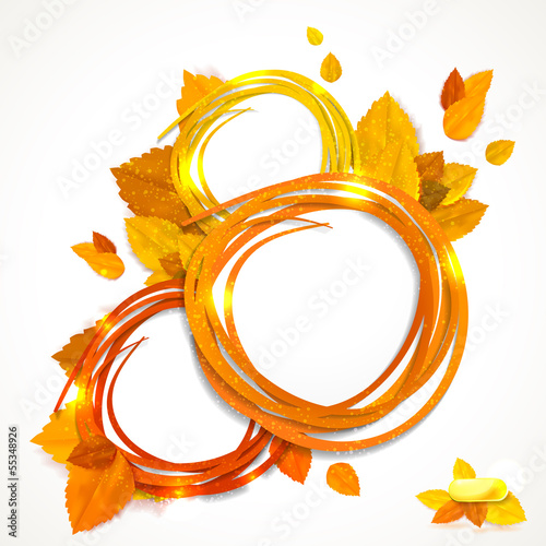 Vector frame with stylish composition of fall leaves.