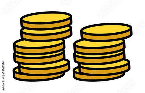 Gold Coins Stack - Vector Illustration
