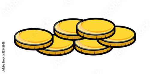 Cartoon Gold Coins Clipart - Vector Illustration