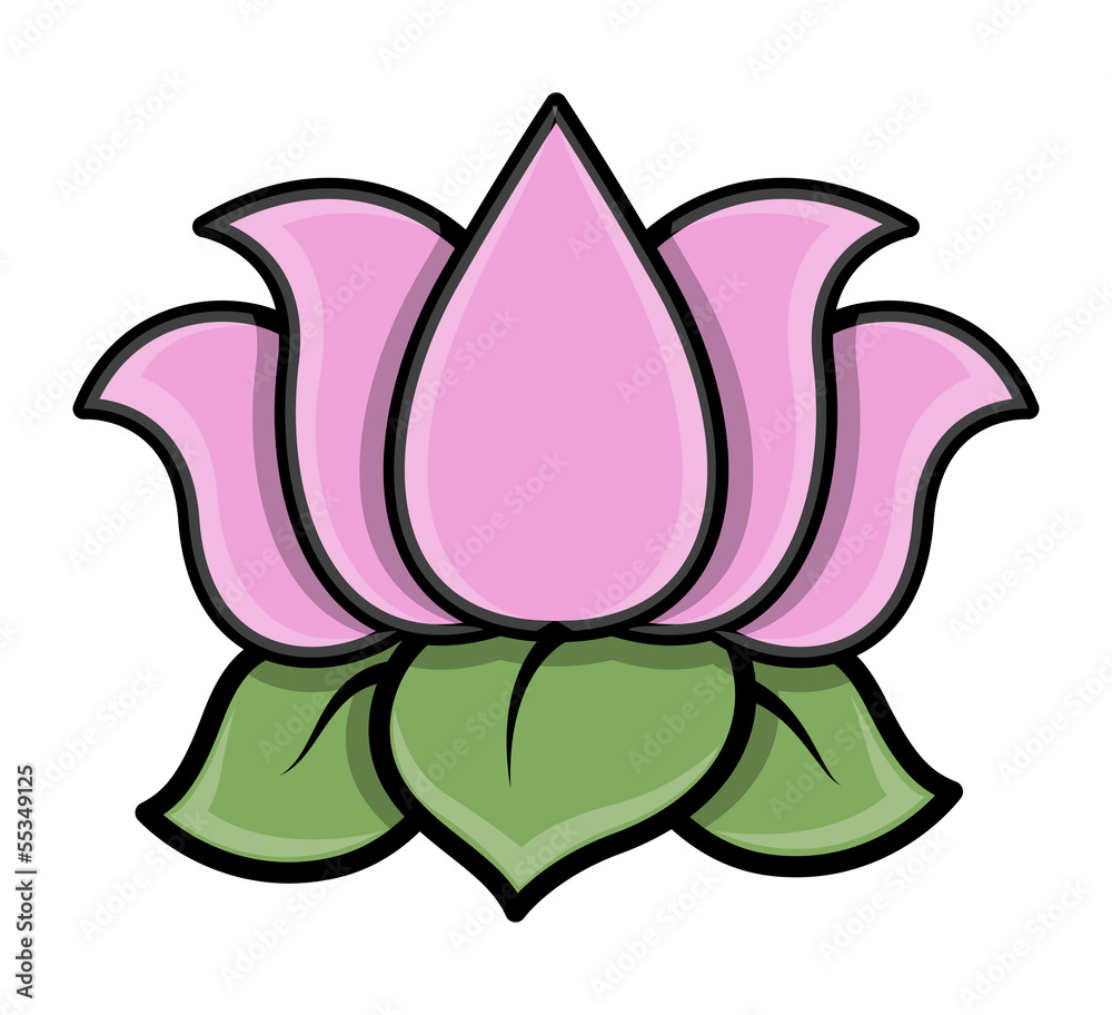 Lotus Flower - Cartoon Vector Illustration Stock Vector | Adobe Stock