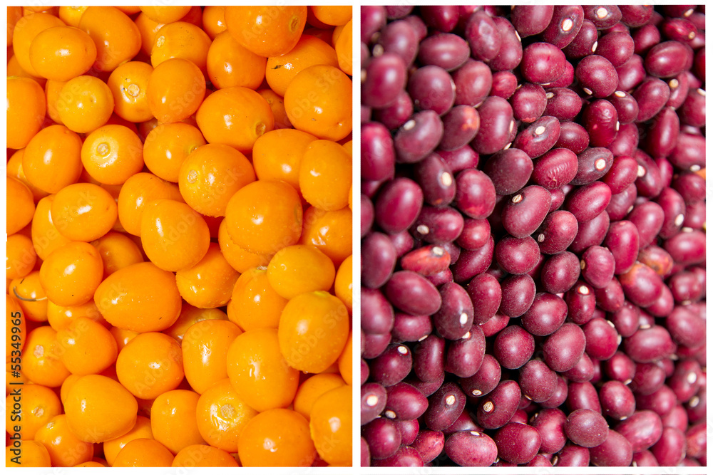 Collage of colorful vegetables and fruits grocery basket. Collage of colorful vegetables and fruits grocery basket.