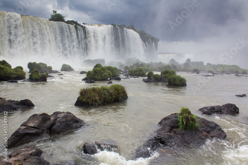 Iguazu waterfalls with cloudy sky