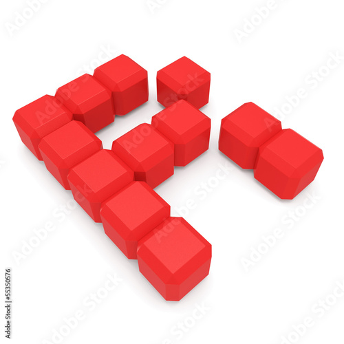 letter R cubic red
