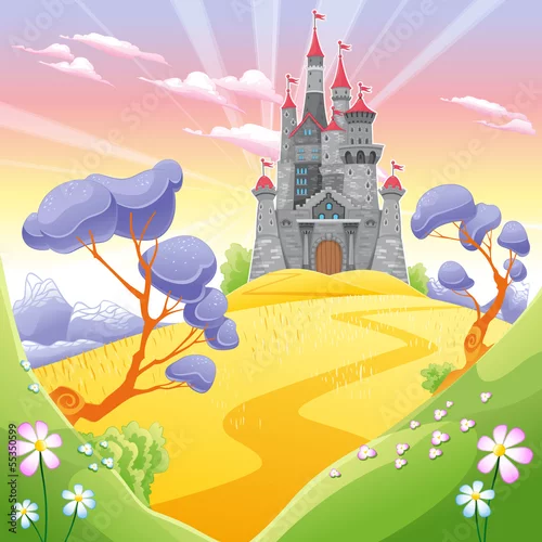 Obraz krajobraz z zamkiem 