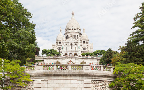 PARIS, FRANCE - JULY 28: Sacre Coeur Basilica in summer day. Lar