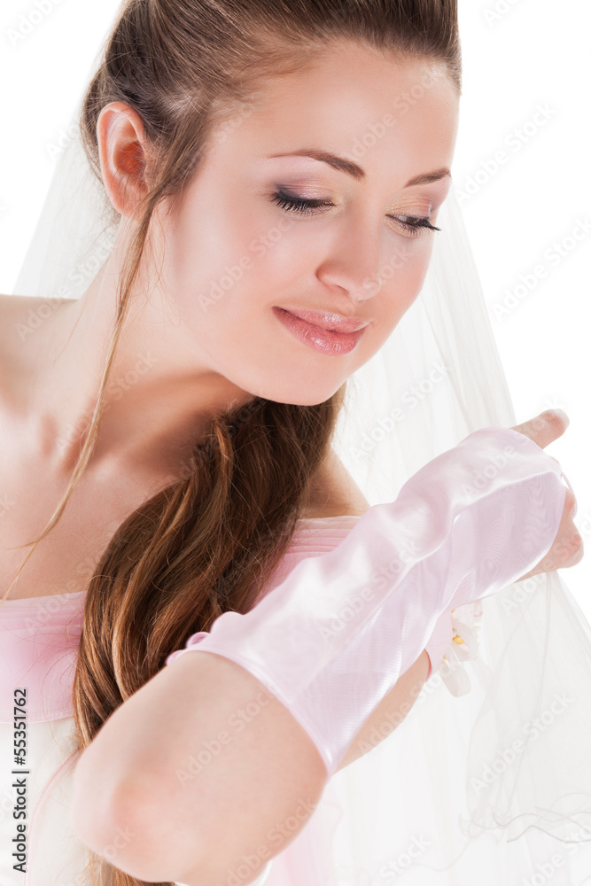 Portrait of beautiful bride. Wedding dress.