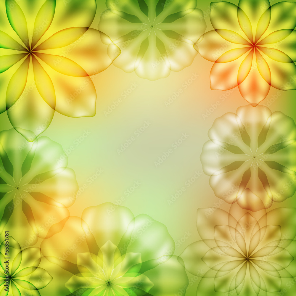 Obraz premium Frame on a green background with flowers