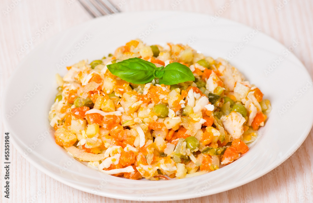 fresh salad with chicken and vegetables fresh salad with chicken and vegetables