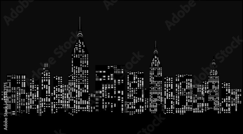 Modern city at night - vector illustration.