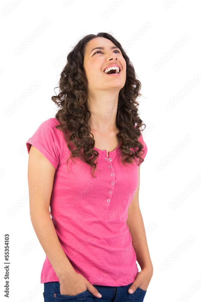 Smiling long haired brunette posing Smiling long haired brunette posing