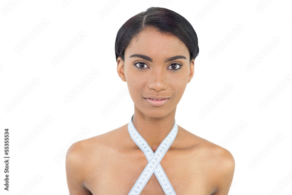 Cute natural model with measuring tape around her beck Cute natural model with measuring tape around her beck