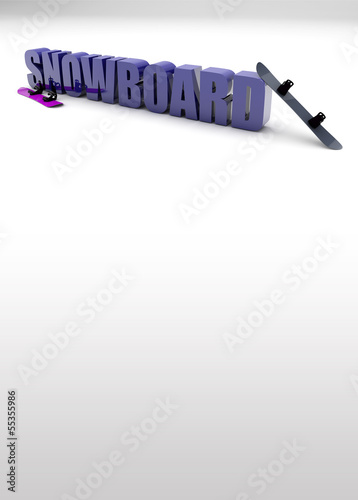 Snowboard 3D text background photo