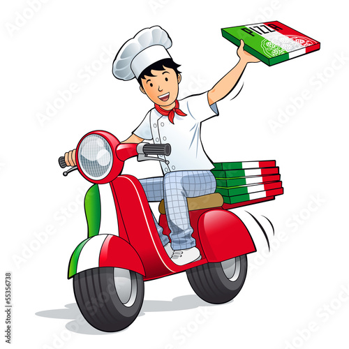 Pizzeria - Livreur de pizza en scooter