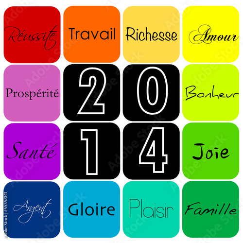 Carte voeux couleurs 2014 mots