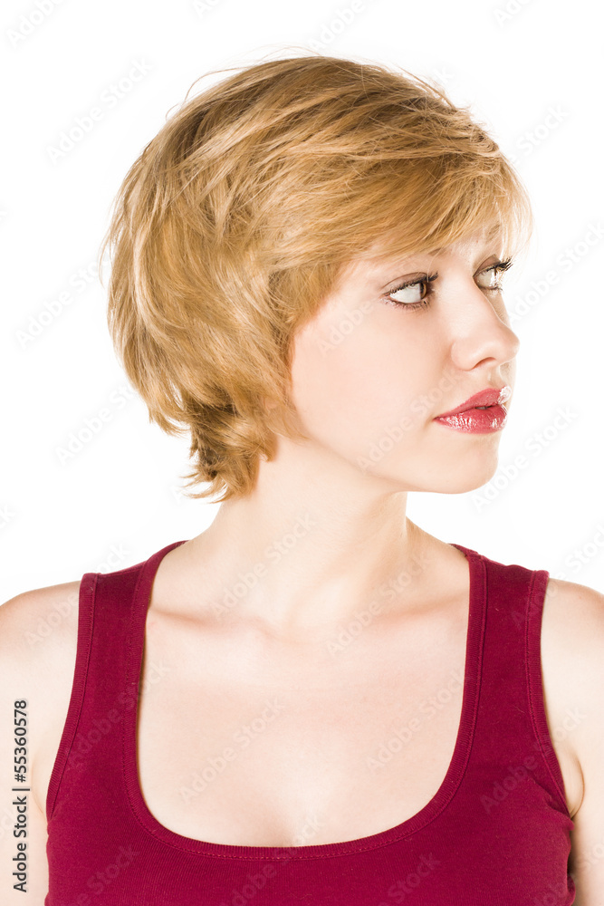 portrait of the blonde with short hair portrait of the blonde with short hair