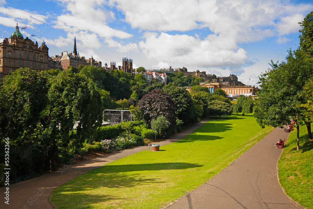 Princes Street Gardens in Edinburgh, Scotland