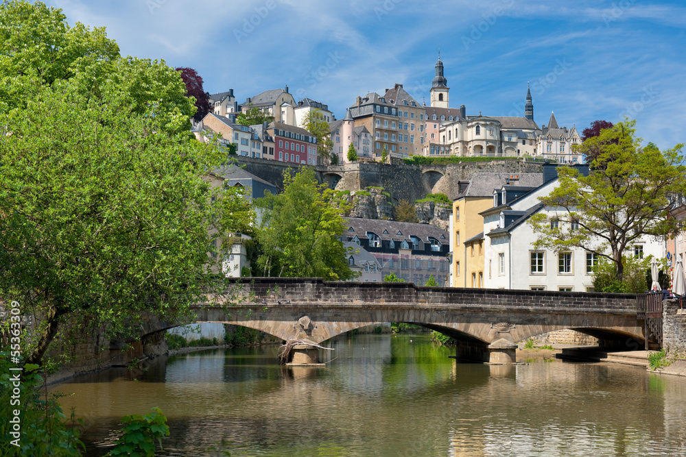 Alzette river in the Grund, Luxembourg