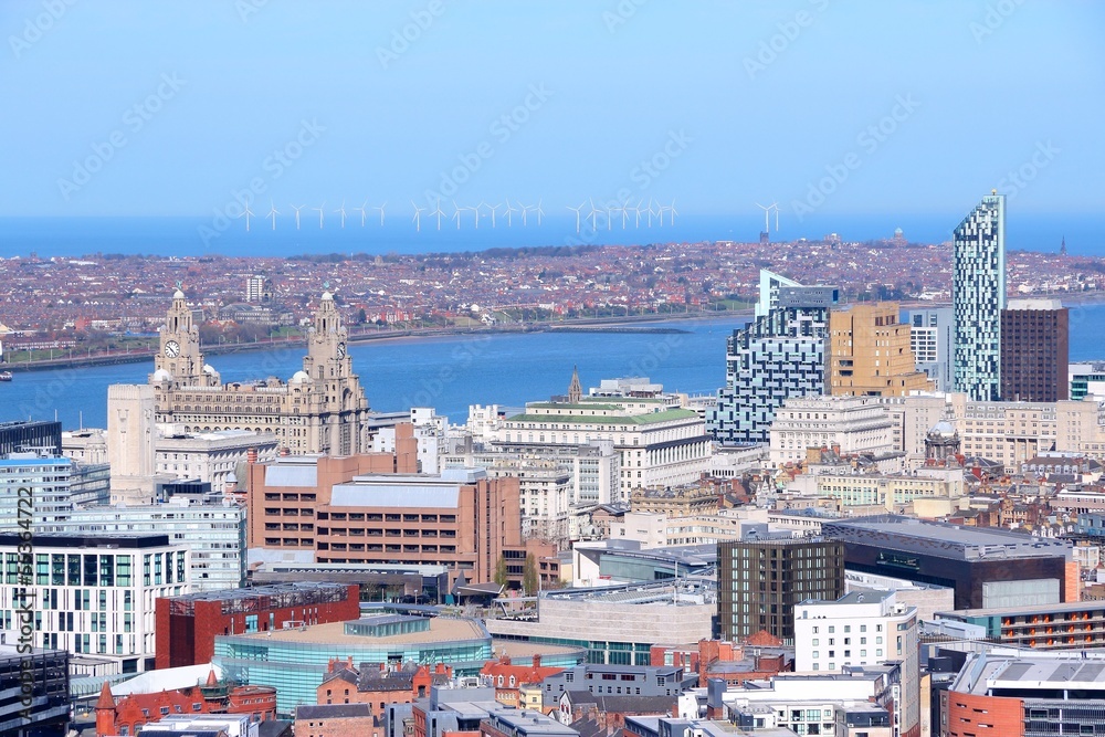 Fototapeta premium Liverpool aerial view, United Kingdom