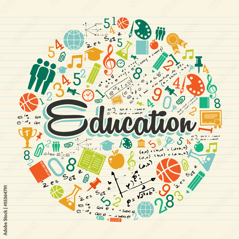 Education circle colorful icons.