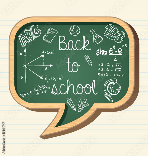 Back to school education icons social bubble chalkboard elements