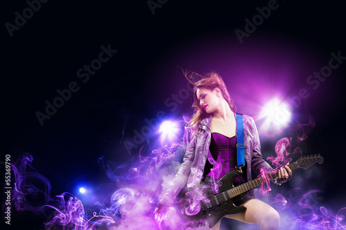Rock passionate girl with black wings