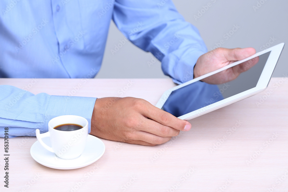 Businessman with notebook in office close-up Businessman with notebook in office close-up