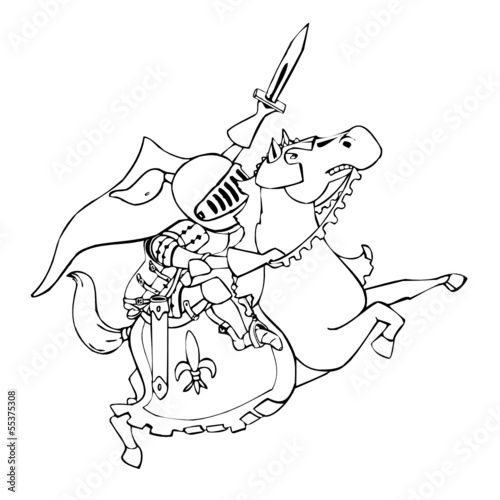Knight riding a horse - with a raised sword attack