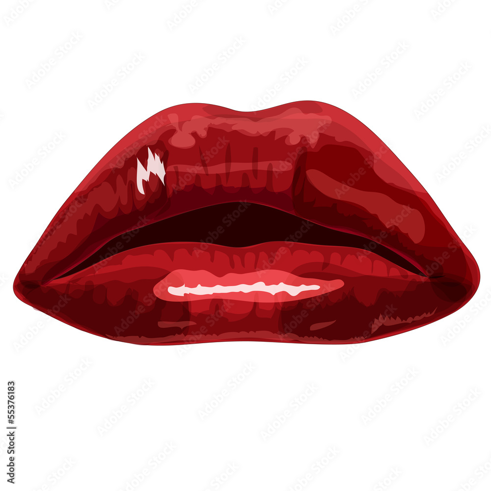 Big red lips track on white background Big red lips track on white background