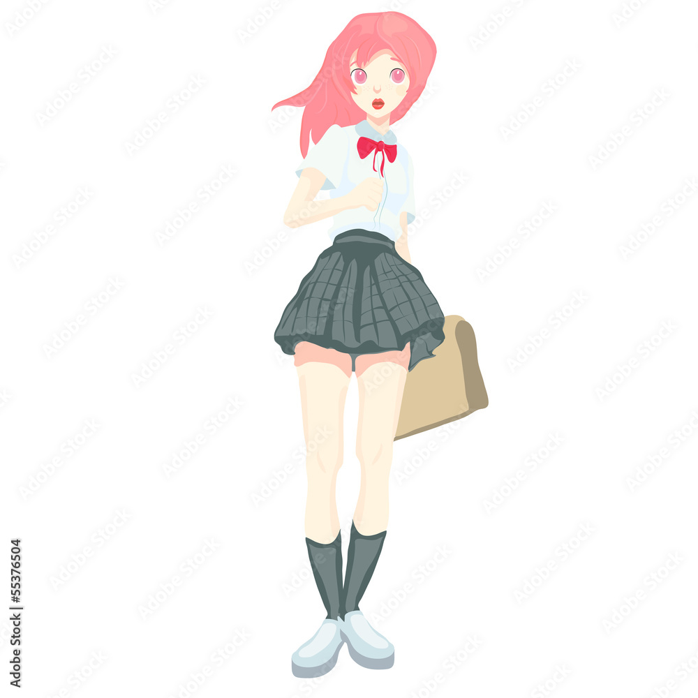 Stock schoolgirl goes to school Stock schoolgirl goes to school
