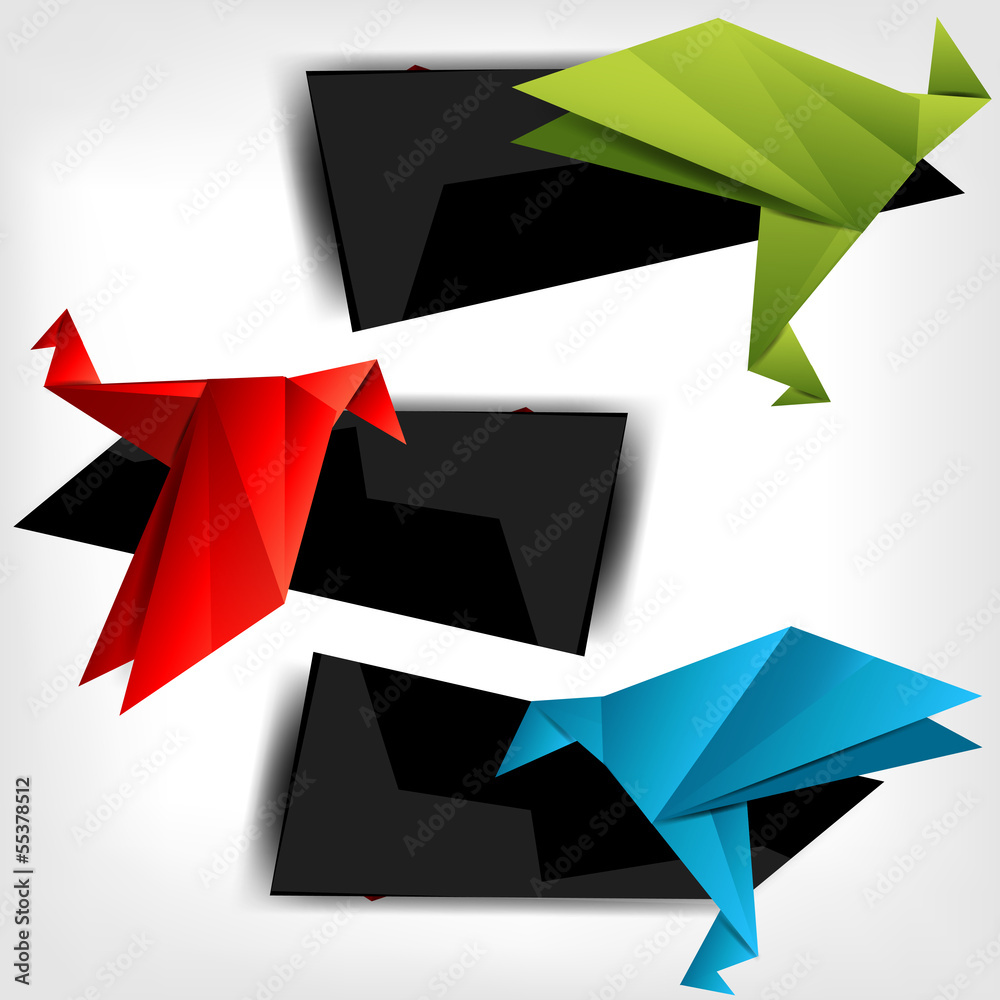 Origami paper bird on abstract background Origami paper bird on abstract background