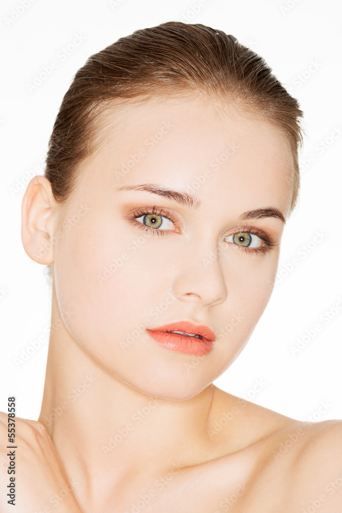 Beautiful young woman with healthy clean skin.