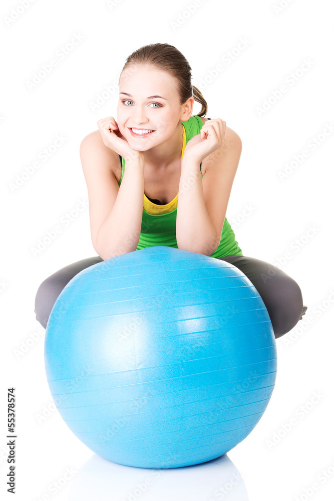 Healthy lifestyle woman with pilates exercise ball. Healthy lifestyle woman with pilates exercise ball.