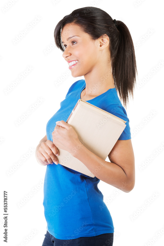 Happy smiling young student woman with book Happy smiling young student woman with book
