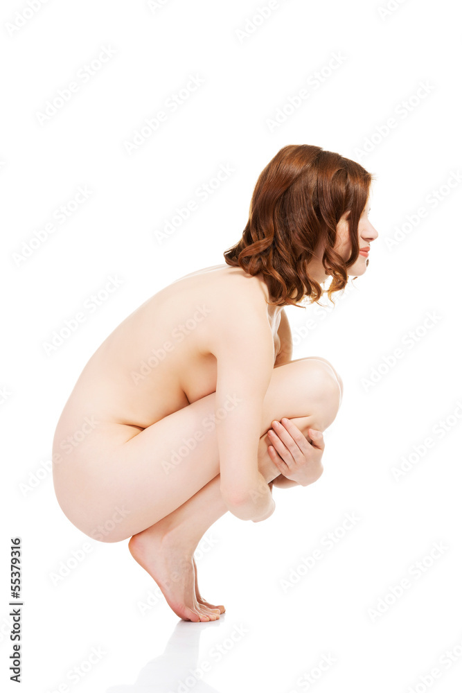 Obraz premium Sexy fit naked woman with healthy clean skin.